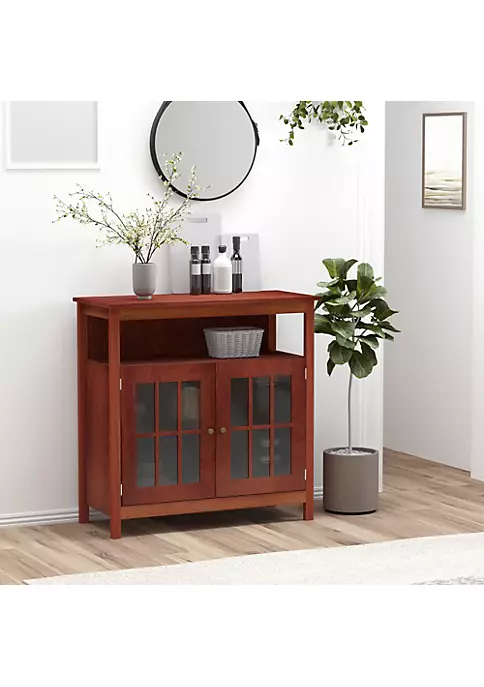 Best Sale ✨ HOMCOM Kitchen Sideboard Storage Buffet Cabinet with Open Shelf Glass Door Cabinet and Adjustable Shelf Cherry ✔️ 4 Best Sale ✨ HOMCOM Kitchen Sideboard Storage Buffet Cabinet with Open Shelf Glass Door Cabinet and Adjustable Shelf Cherry ✔️ - Image 2