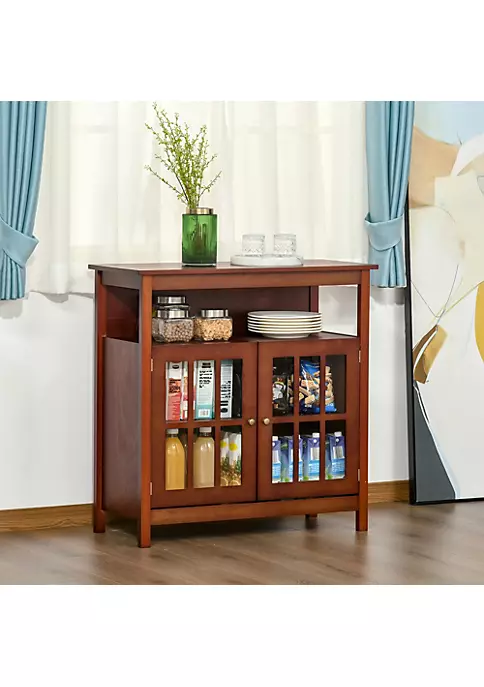 Best Sale ✨ HOMCOM Kitchen Sideboard Storage Buffet Cabinet with Open Shelf Glass Door Cabinet and Adjustable Shelf Cherry ✔️ 6 Best Sale ✨ HOMCOM Kitchen Sideboard Storage Buffet Cabinet with Open Shelf Glass Door Cabinet and Adjustable Shelf Cherry ✔️ - Image 4