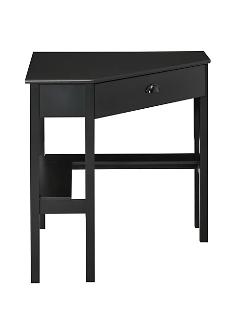Budget 🌟 HOMCOM Corner Desk Triangle Computer Desk with Drawer and Storage Shelves for Small Space Home Office Workstation for Living Room Bedroom Black 🥰 4 Budget 🌟 HOMCOM Corner Desk Triangle Computer Desk with Drawer and Storage Shelves for Small Space Home Office Workstation for Living Room Bedroom Black 🥰 - Image 2