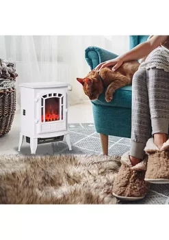 Outlet 🎁 HOMCOM Free standing Electric Fireplace Stove Fireplace Heater with Realistic Flame Effect Overheat Safety Protection 750W / 1500W White 💯 -HOMCOM Sales Store Belk 1540