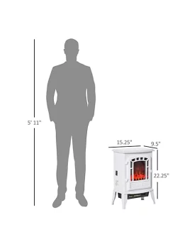 Outlet 🎁 HOMCOM Free standing Electric Fireplace Stove Fireplace Heater with Realistic Flame Effect Overheat Safety Protection 750W / 1500W White 💯 -HOMCOM Sales Store Belk 1541