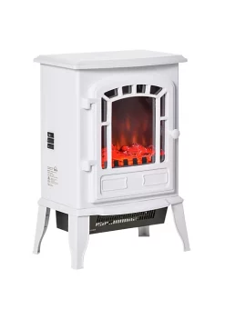 Outlet 🎁 HOMCOM Free standing Electric Fireplace Stove Fireplace Heater with Realistic Flame Effect Overheat Safety Protection 750W / 1500W White 💯 -HOMCOM Sales Store Belk 1542