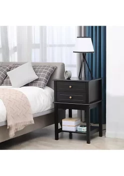 Brand new 🔥 HOMCOM Modern Sofa Side Table with 2 Storage Drawers End Table with Bottom Shelf for Living Room or Office Black 🎉 -HOMCOM Sales Store Belk 1545