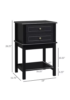 Brand new 🔥 HOMCOM Modern Sofa Side Table with 2 Storage Drawers End Table with Bottom Shelf for Living Room or Office Black 🎉 -HOMCOM Sales Store Belk 1546