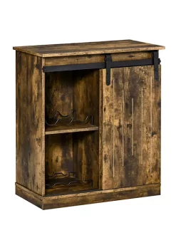 Top 10 🎉 HOMCOM Industrial Sideboard Storage Cabinet Serving Bar Buffet with Sliding Barn Door and 6 Bottle Wine Rack Brown 😀