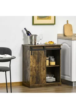 Top 10 🎉 HOMCOM Industrial Sideboard Storage Cabinet Serving Bar Buffet with Sliding Barn Door and 6 Bottle Wine Rack Brown 😀 -HOMCOM Sales Store Belk 1563
