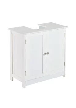 Cheap ⌛ HOMCOM 24" Under Sink Storage Cabinet with 2 Doors and Shelves Pedestal Sink Bathroom Vanity Furniture White ⭐