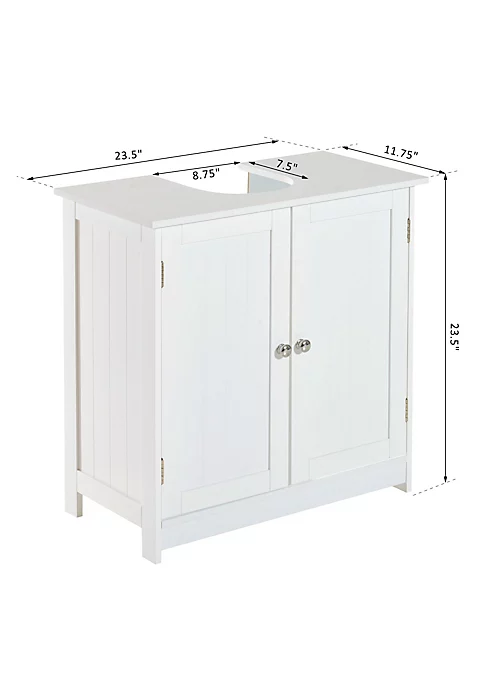 Cheap ⌛ HOMCOM 24" Under Sink Storage Cabinet with 2 Doors and Shelves Pedestal Sink Bathroom Vanity Furniture White ⭐ 4 Cheap ⌛ HOMCOM 24" Under Sink Storage Cabinet with 2 Doors and Shelves Pedestal Sink Bathroom Vanity Furniture White ⭐ - Image 2