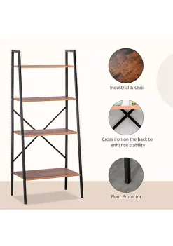 Best reviews of 👍 HOMCOM Industrial 4 Tier Ladder Shelf Bookshelf Vintage Storage Rack Plant Stand with Wood Metal Frame for Living Room Bathroom 💯 -HOMCOM Sales Store Belk 1574