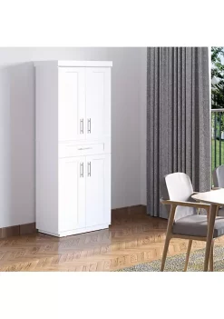 Promo 🎁 HOMCOM Modern Kitchen Pantry Freestanding Cabinet Cupboard with Doors and Drawer Adjustable Shelving White 🧨 -HOMCOM Sales Store Belk 1582