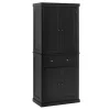 Best reviews of 🤩 HOMCOM 72" Traditional Freestanding Kitchen Pantry Cupboard with 2 Cabinet Drawer and Adjustable Shelves Black ❤️