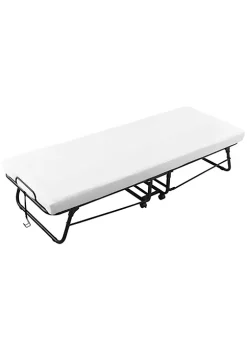 Wholesale ๐ HOMCOM Folding Bed with 4" Mattress Portable Foldable Guest Bed with Memory Foam Sturdy Steel Frame on Wheels White ๐งจ