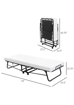 Wholesale ๐ HOMCOM Folding Bed with 4" Mattress Portable Foldable Guest Bed with Memory Foam Sturdy Steel Frame on Wheels White ๐งจ 10 Wholesale ๐ HOMCOM Folding Bed with 4" Mattress Portable Foldable Guest Bed with Memory Foam Sturdy Steel Frame on Wheels White ๐งจ -HOMCOM Sales Store Belk 1594