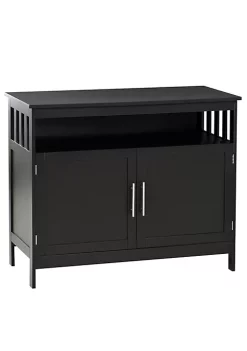 Wholesale ๐ HOMCOM Kitchen Buffet Sideboard Wooden Storage Console Table with 2 Level Cabinet and Open Shelf Black โ๏ธ