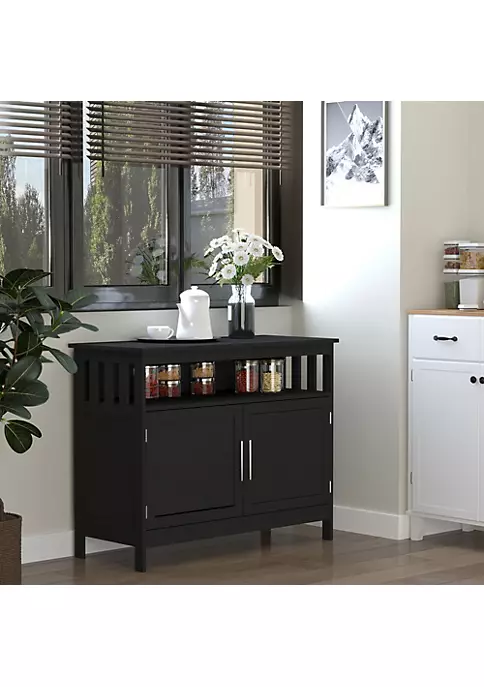 Wholesale ๐ HOMCOM Kitchen Buffet Sideboard Wooden Storage Console Table with 2 Level Cabinet and Open Shelf Black โ๏ธ 5 Wholesale ๐ HOMCOM Kitchen Buffet Sideboard Wooden Storage Console Table with 2 Level Cabinet and Open Shelf Black โ๏ธ - Image 3