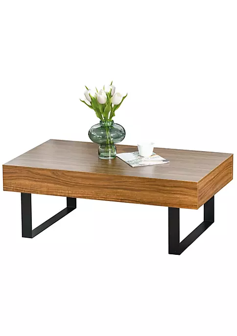 Best Pirce ๐คฉ HOMCOM Industrial Coffee Table with Storage Drawer Metal Sled Designed Legs and Wood Grain Surface Walnut ๐ 5 Best Pirce ๐คฉ HOMCOM Industrial Coffee Table with Storage Drawer Metal Sled Designed Legs and Wood Grain Surface Walnut ๐ - Image 3