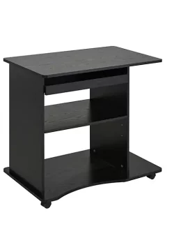 Best Sale 😉 HOMCOM Computer Desk Cart Mobile Small Office Workstation with Slide Out Keyboard Tray Adjustable Shelf and CPU Stand Black ❤️