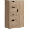 Promo 🧨 HOMCOM Modern Storage Cabinet Slim Chest Freestanding Storage Organizer with Four Drawers for Bedroom and Living Room Oak 👏 -HOMCOM Sales Store Belk 1626