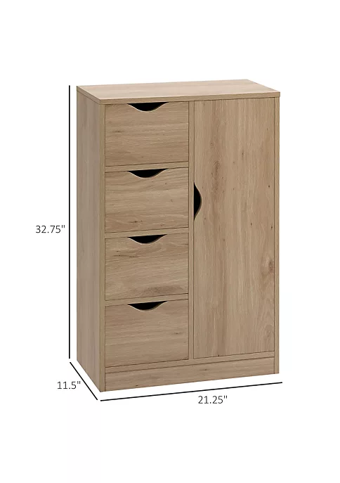 Promo ๐งจ HOMCOM Modern Storage Cabinet Slim Chest Freestanding Storage Organizer with Four Drawers for Bedroom and Living Room Oak ๐ 5 Promo ๐งจ HOMCOM Modern Storage Cabinet Slim Chest Freestanding Storage Organizer with Four Drawers for Bedroom and Living Room Oak ๐ - Image 3