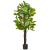 Hot Sale 😀 HOMCOM 5FT Artificial Fiddle Leaf Fig Tree Faux Decorative Plant in Nursery Pot for Indoor Outdoor Décor 👍 -HOMCOM Sales Store Belk 1631