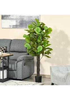 Hot Sale 😀 HOMCOM 5FT Artificial Fiddle Leaf Fig Tree Faux Decorative Plant in Nursery Pot for Indoor Outdoor Décor 👍 -HOMCOM Sales Store Belk 1633