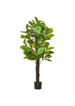Hot Sale 😀 HOMCOM 5FT Artificial Fiddle Leaf Fig Tree Faux Decorative Plant in Nursery Pot for Indoor Outdoor Décor 👍 -HOMCOM Sales Store Belk 1635