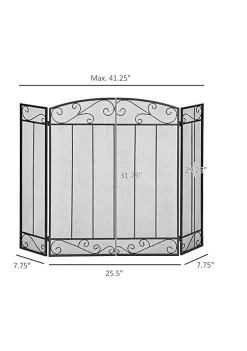 Buy 🥰 HOMCOM 3 Panel Folding Fireplace Screen Home Steel Fire Spark Guard for Wood Burning with Decorative Vine Pattern 41.25" x 31" Black 👏 -HOMCOM Sales Store Belk 1649