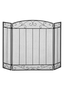 Buy 🥰 HOMCOM 3 Panel Folding Fireplace Screen Home Steel Fire Spark Guard for Wood Burning with Decorative Vine Pattern 41.25" x 31" Black 👏 -HOMCOM Sales Store Belk 1650