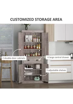 Outlet 🥰 HOMCOM 72" Traditional Freestanding Kitchen Pantry Cupboard with 2 Cabinet Drawer and Adjustable Shelves Brown 👍 -HOMCOM Sales Store Belk 1657