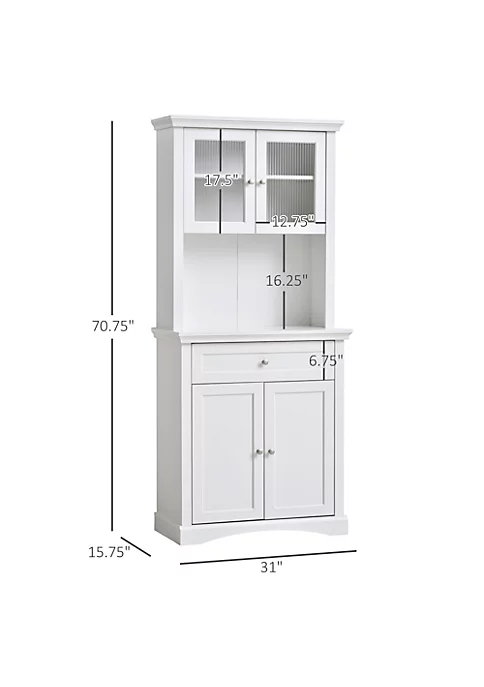 Cheap โ HOMCOM 71" Traditional Freestanding Kitchen Buffet with Hutch Pantry Cabinet with 4 Doors 3 Level Adjustable Shelves and 1 Drawer White ๐ 4 Cheap โ HOMCOM 71" Traditional Freestanding Kitchen Buffet with Hutch Pantry Cabinet with 4 Doors 3 Level Adjustable Shelves and 1 Drawer White ๐ - Image 2