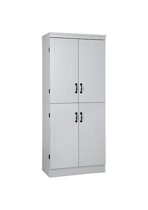 Wholesale 🛒 HOMCOM 70" 4 Door Kitchen Pantry Freestanding Storage Cabinet 6 tier Cupboard with Adjustable Shelves for Living Room Grey 🎁 7 Wholesale 🛒 HOMCOM 70" 4 Door Kitchen Pantry Freestanding Storage Cabinet 6 tier Cupboard with Adjustable Shelves for Living Room Grey 🎁 - Image 5