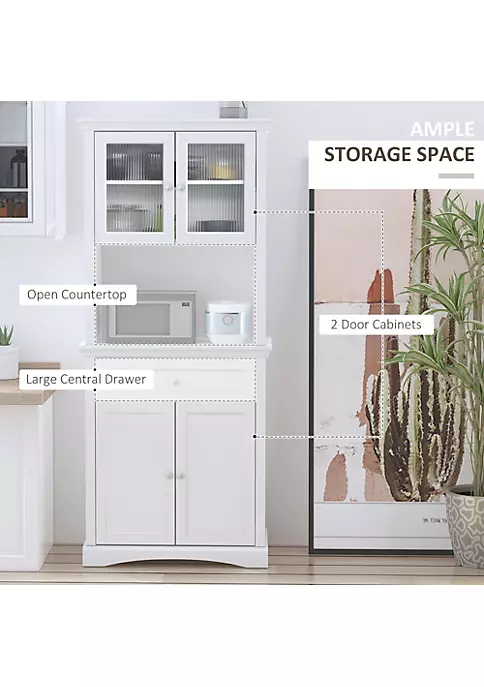 Cheap โ HOMCOM 71" Traditional Freestanding Kitchen Buffet with Hutch Pantry Cabinet with 4 Doors 3 Level Adjustable Shelves and 1 Drawer White ๐ 5 Cheap โ HOMCOM 71" Traditional Freestanding Kitchen Buffet with Hutch Pantry Cabinet with 4 Doors 3 Level Adjustable Shelves and 1 Drawer White ๐ - Image 3