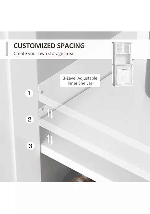 Cheap โ HOMCOM 71" Traditional Freestanding Kitchen Buffet with Hutch Pantry Cabinet with 4 Doors 3 Level Adjustable Shelves and 1 Drawer White ๐ 6 Cheap โ HOMCOM 71" Traditional Freestanding Kitchen Buffet with Hutch Pantry Cabinet with 4 Doors 3 Level Adjustable Shelves and 1 Drawer White ๐ - Image 4