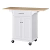 Wholesale ❤️ HOMCOM Kitchen Island Trolley Cart on Wheels with Drop Leaf Drawer Cabinet Towel Racks Versatile Use Natural Wood Top and White ⌛ -HOMCOM Sales Store Belk 1667