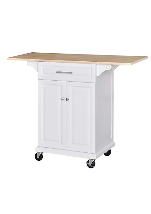 Wholesale ❤️ HOMCOM Kitchen Island Trolley Cart on Wheels with Drop Leaf Drawer Cabinet Towel Racks Versatile Use Natural Wood Top and White ⌛ 3 Wholesale ❤️ HOMCOM Kitchen Island Trolley Cart on Wheels with Drop Leaf Drawer Cabinet Towel Racks Versatile Use Natural Wood Top and White ⌛