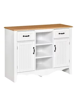 Best deal 😍 HOMCOM 42" Accent Sideboard Cabinet Serving Buffet with Drawers and Adjustable Shelves for Living Room or Kitchen White 🔥