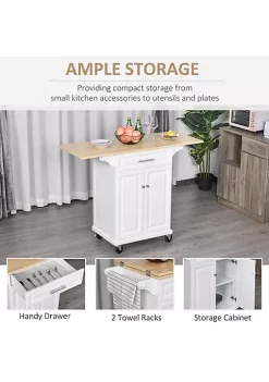 Wholesale ❤️ HOMCOM Kitchen Island Trolley Cart on Wheels with Drop Leaf Drawer Cabinet Towel Racks Versatile Use Natural Wood Top and White ⌛ 10 Wholesale ❤️ HOMCOM Kitchen Island Trolley Cart on Wheels with Drop Leaf Drawer Cabinet Towel Racks Versatile Use Natural Wood Top and White ⌛ -HOMCOM Sales Store Belk 1670