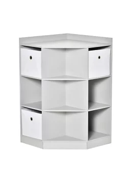 Budget 🔥 HOMCOM Wooden Kids Cabinet Freestanding Corner Storage Drawer Toys Clothes Books Organizer 👗 Dresser Children Bookcase Display Shelf Wardrobe for Bedroom with Anti toppling Hardware Drawers Grey 🤩
