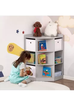 Budget 🔥 HOMCOM Wooden Kids Cabinet Freestanding Corner Storage Drawer Toys Clothes Books Organizer 👗 Dresser Children Bookcase Display Shelf Wardrobe for Bedroom with Anti toppling Hardware Drawers Grey 🤩 -HOMCOM Sales Store Belk 1684