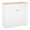 Promo 🛒 HOMCOM Storage Cabinet Kitchen Sideboard with Louvered Doors Freestanding Floor Cabinet for Living Room Hallway White 💯 -HOMCOM Sales Store Belk 1692