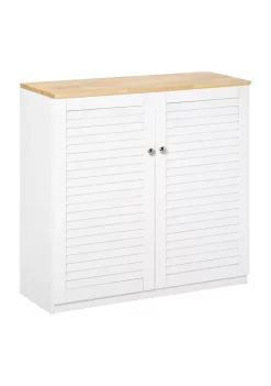 Promo ๐ HOMCOM Storage Cabinet Kitchen Sideboard with Louvered Doors Freestanding Floor Cabinet for Living Room Hallway White ๐ฏ