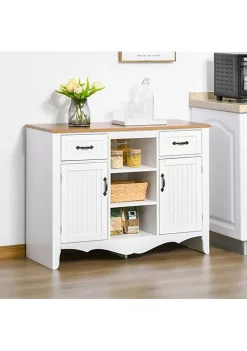 Best deal 😍 HOMCOM 42" Accent Sideboard Cabinet Serving Buffet with Drawers and Adjustable Shelves for Living Room or Kitchen White 🔥 -HOMCOM Sales Store Belk 170