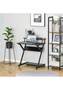 Coupon 💯 HOMCOM Industrial Computer Desk with Monitor Shelf R Shaped Writing Table for Home Office Black 🤩 -HOMCOM Sales Store Belk 1715