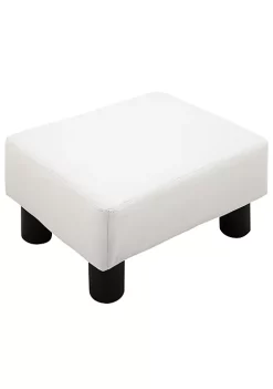 Deals 😍 HOMCOM Modern Faux Leather Upholstered Rectangular Ottoman Footrest with Padded Foam Seat and Plastic Legs Bright White ⌛