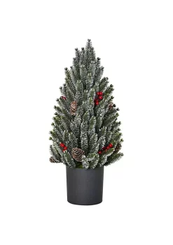 Flash Sale 🔔 HOMCOM 18" Tall Unlit Miniature Snow Flocked Tabletop Artificial 🎄 Christmas Tree Holiday Decoration with Pine Cones and Berries 🥰 -HOMCOM Sales Store Belk 1725