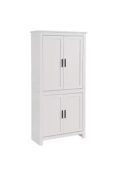 Flash Sale 👏 HOMCOM 64" 4 Door Kitchen Pantry Freestanding Storage Cabinet with 3 Adjustable Shelves for Kitchen Dining or Living Room White ✨