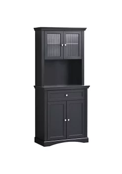 Flash Sale ๐งจ HOMCOM 71" Traditional Freestanding Kitchen Buffet with Hutch Pantry Cabinet with 4 Doors 3 Level Adjustable Shelves and 1 Drawer Black ๐ฏ
