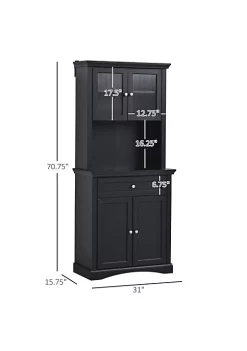 Flash Sale 🧨 HOMCOM 71" Traditional Freestanding Kitchen Buffet with Hutch Pantry Cabinet with 4 Doors 3 Level Adjustable Shelves and 1 Drawer Black 💯 -HOMCOM Sales Store Belk 1744