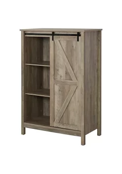 New 🎁 HOMCOM Accent Cabinet Kictchen Cupboard Storage Cabinet 3 Tier Organizer with Barn Door and Adjustable Shelf Antique Grey 🛒