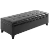 New ✔️ HOMCOM Large 51" Tufted Faux Leather Ottoman Storage Bench for Living Room Entryway Bedroom Black ✨ -HOMCOM Sales Store Belk 1765